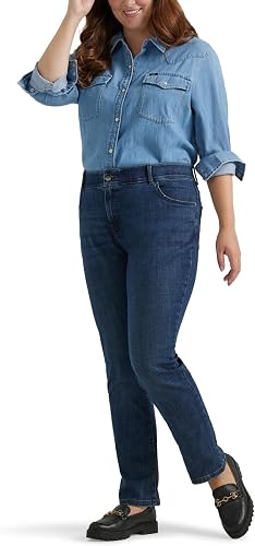 Lee Women's Plus Size Ultra Lux Comfort With Flex Motion Straight Leg Jeans