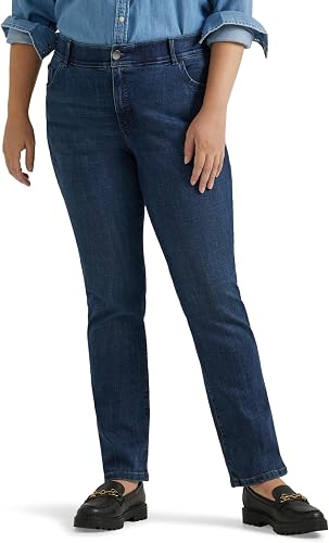Lee Women's Plus Size Ultra Lux Comfort With Flex Motion Straight Leg Jeans